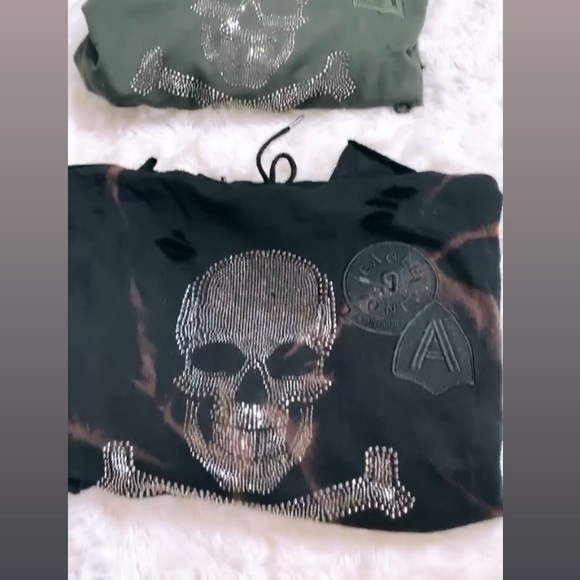 Black, Burgundy, Olive green distressed hoodies - Picture 3 of 3